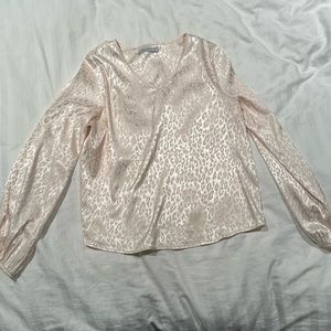 Miss Sparkling Brand, size Large, leopard print shirt, off white sheen